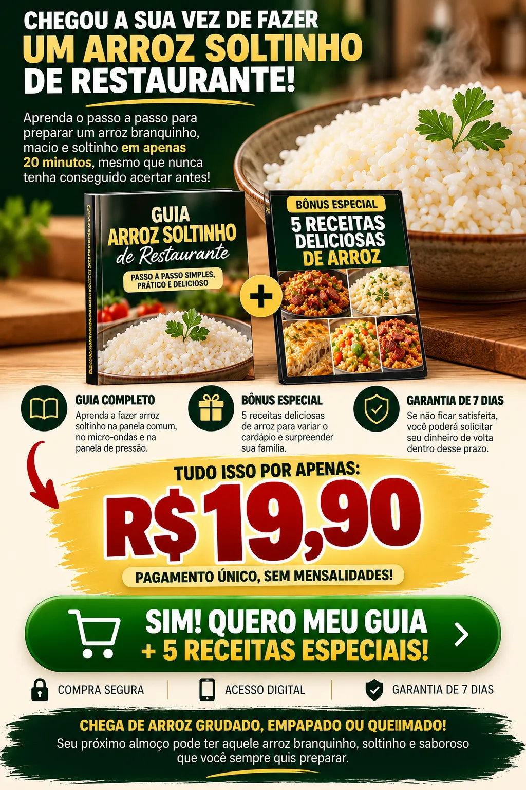 Chegou sua vez de fazer um arroz solto de restaurante - preco R$19,90